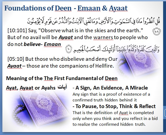 Ayaat as Foundations of Deen