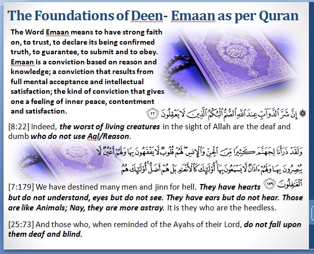 Foundations of Deen- Emaan as per Quran