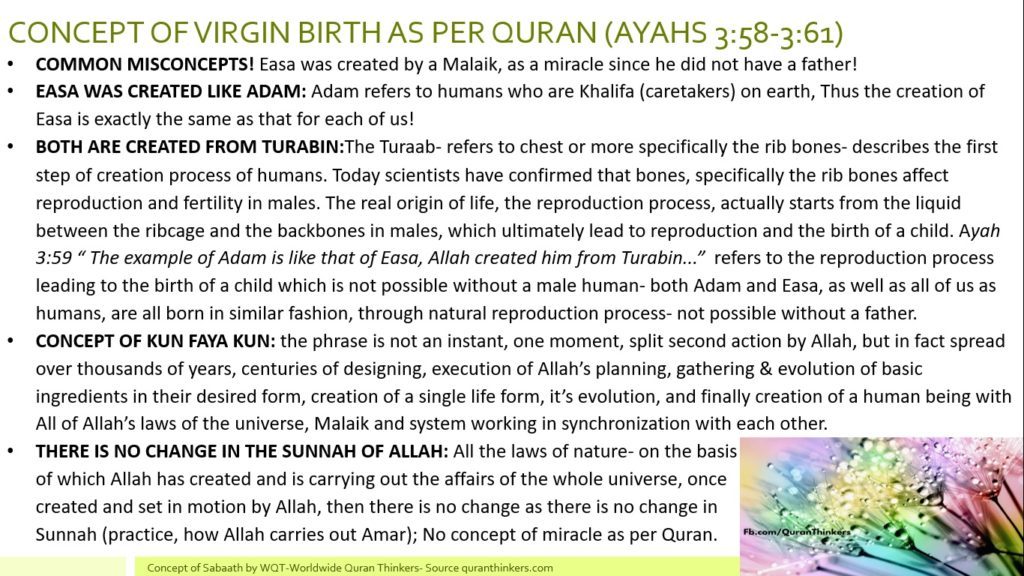 Concept of Virgin Birth as per Ayahs 3:58-3:61